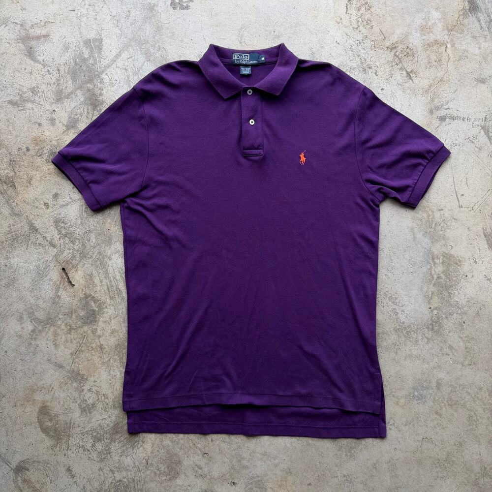 Vintage 90s Ralph Lauren Polo Purple Orange Pony Shirt Style M - Picture 2 of 7